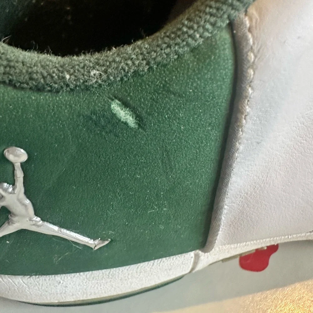 Air Jordan Team 2005 White Green Leather Sneakers Mens Size 11 310071-108